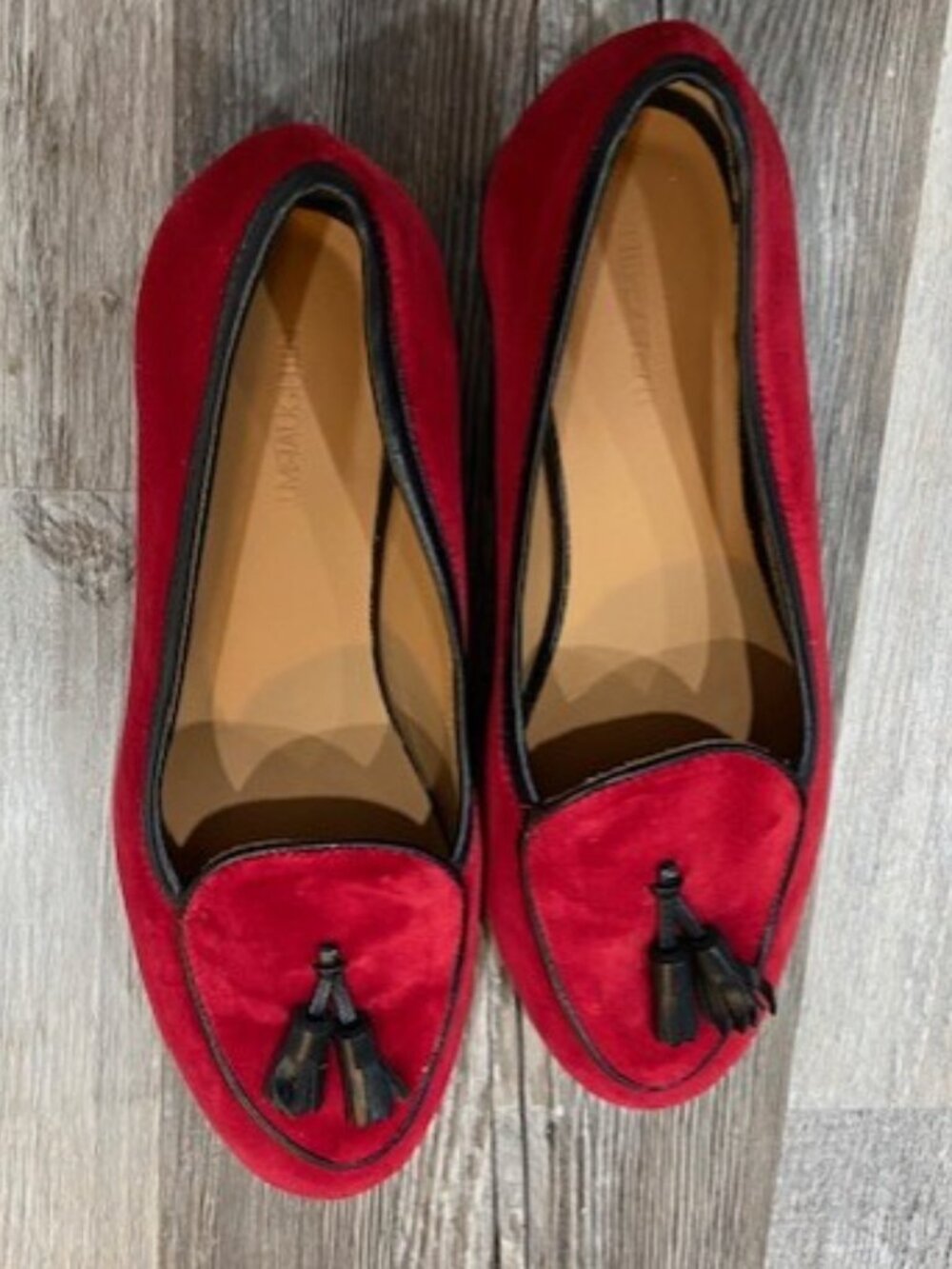 J.McLaughlin Cecily Red Velvet Loafers Size 8 Excellent condition